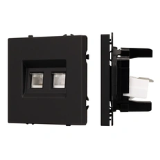 Изображение Розетка компьютерная двойная RJ-45 Arlight NOBE, черный оникс soft-touch 054313(1)