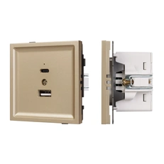Изображение Модуль USB зарядки Type-A+C QC3.0 Arlight TENDO золото светлое soft-touch 054537