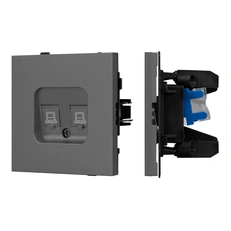 Изображение Двойная компьютерная розетка RJ-45 Cat.6 Arlight TENDO графитовый soft-touch 054597