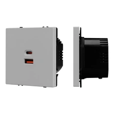 Изображение Встраиваемая розетка USB тип A+C, 65W, Arlight NOBE, никель soft-touch 059447(1)