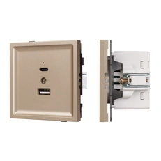 Изображение Модуль USB зарядки Type-A+C QC3.0 Arlight TENDO золото светлое матовый 054097